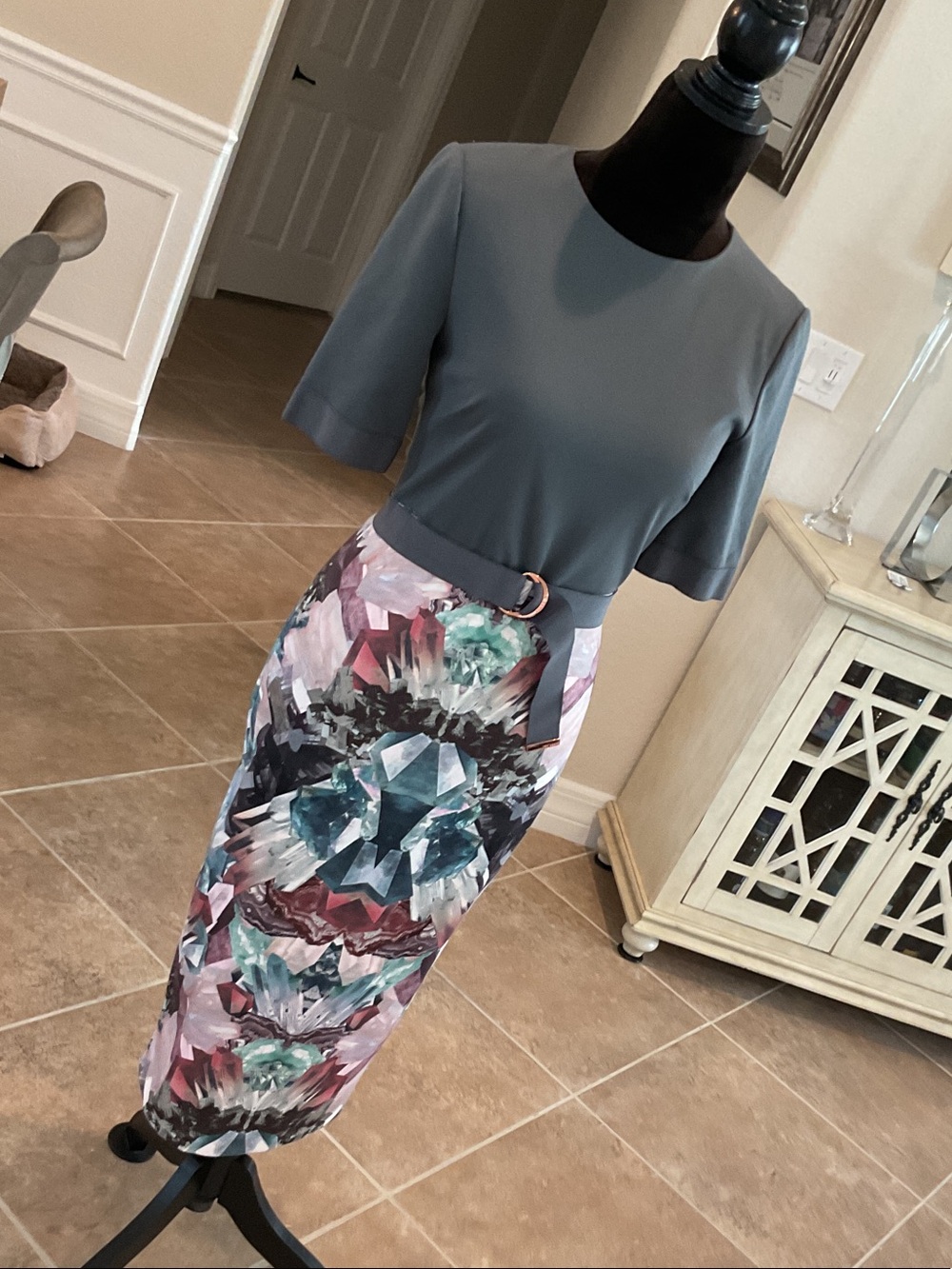 TEd Baker back zip short sleeve dress, size 2 (S)